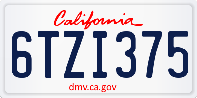 CA license plate 6TZI375