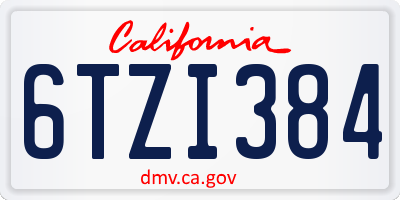 CA license plate 6TZI384