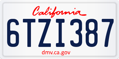 CA license plate 6TZI387