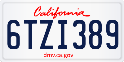 CA license plate 6TZI389