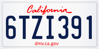 CA license plate 6TZI391