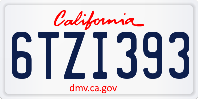 CA license plate 6TZI393