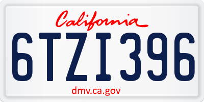 CA license plate 6TZI396