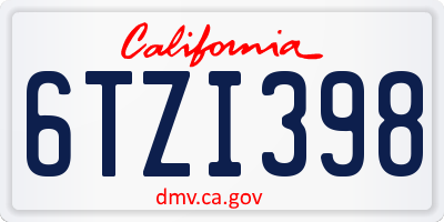 CA license plate 6TZI398