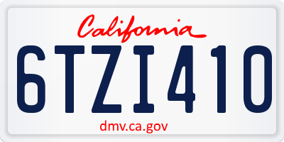 CA license plate 6TZI410