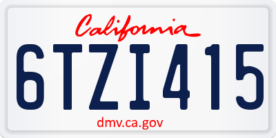 CA license plate 6TZI415