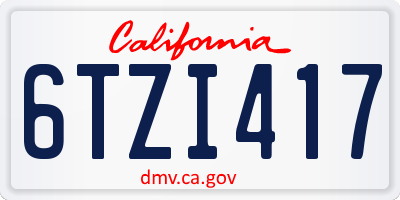 CA license plate 6TZI417