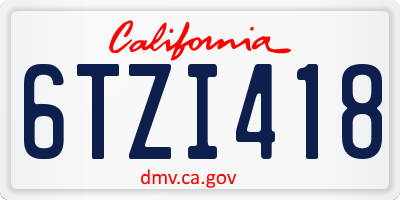CA license plate 6TZI418