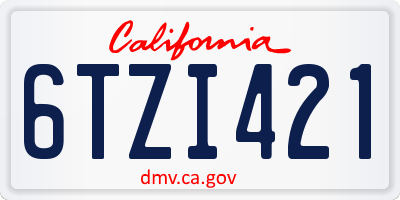 CA license plate 6TZI421