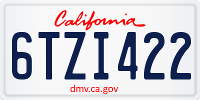 CA license plate 6TZI422