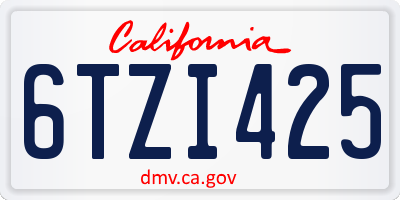 CA license plate 6TZI425