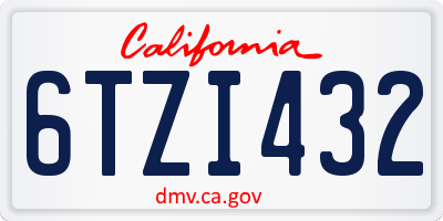 CA license plate 6TZI432
