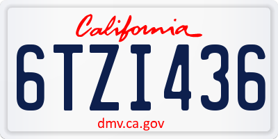 CA license plate 6TZI436