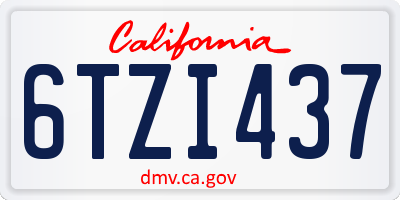 CA license plate 6TZI437
