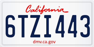 CA license plate 6TZI443