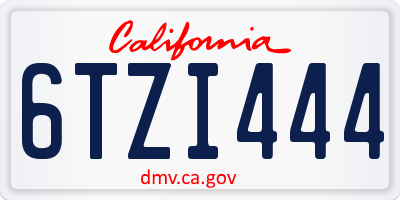 CA license plate 6TZI444