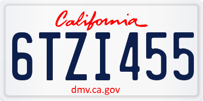 CA license plate 6TZI455