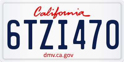 CA license plate 6TZI470