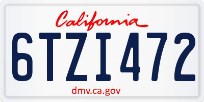 CA license plate 6TZI472