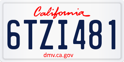 CA license plate 6TZI481