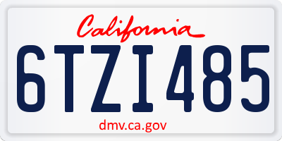 CA license plate 6TZI485