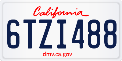 CA license plate 6TZI488