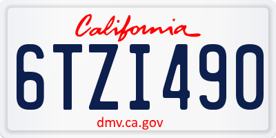 CA license plate 6TZI490