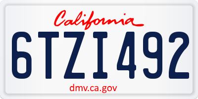 CA license plate 6TZI492