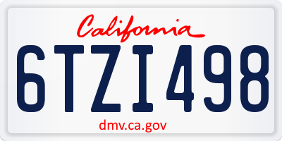 CA license plate 6TZI498