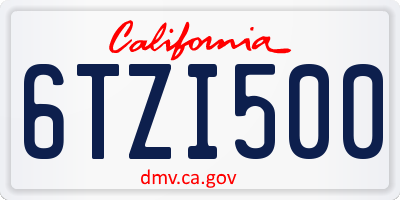 CA license plate 6TZI500