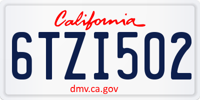 CA license plate 6TZI502