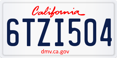 CA license plate 6TZI504