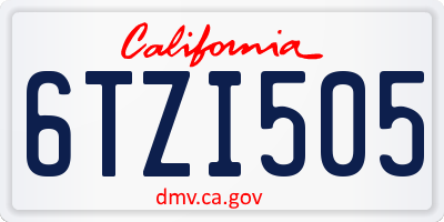 CA license plate 6TZI505