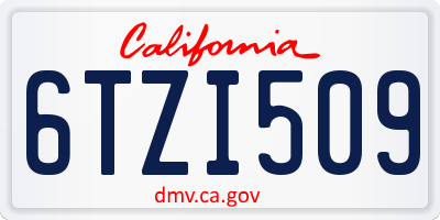 CA license plate 6TZI509
