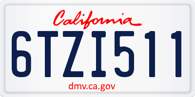 CA license plate 6TZI511