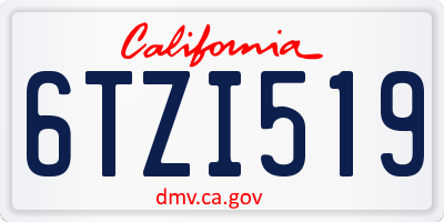 CA license plate 6TZI519
