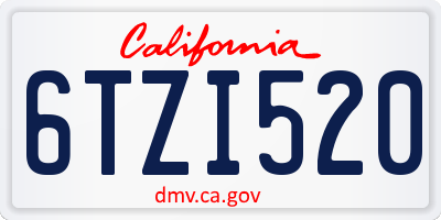 CA license plate 6TZI520