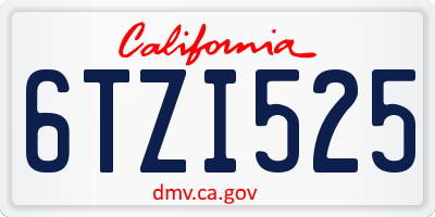 CA license plate 6TZI525