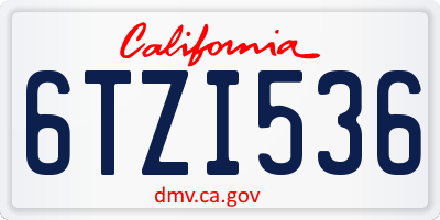 CA license plate 6TZI536