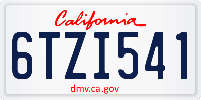 CA license plate 6TZI541