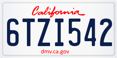 CA license plate 6TZI542