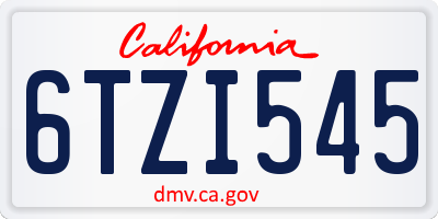 CA license plate 6TZI545