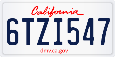 CA license plate 6TZI547