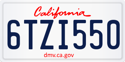 CA license plate 6TZI550