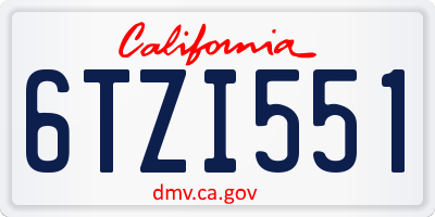 CA license plate 6TZI551