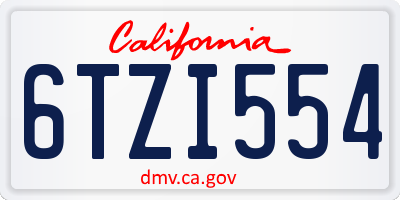 CA license plate 6TZI554