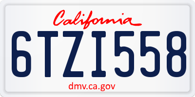 CA license plate 6TZI558
