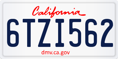 CA license plate 6TZI562