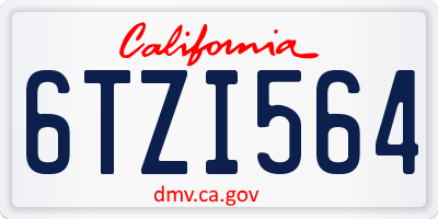 CA license plate 6TZI564