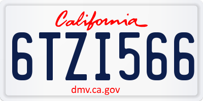 CA license plate 6TZI566